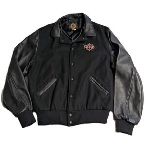 Dehen Pete's Wicked Ale Wool Leather Varsity Jacket USA Made Mens L‎ Bomber